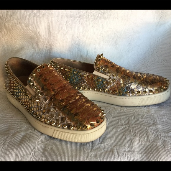 Louboutin Gold Python Boat Shoe - Picture 5 of 8